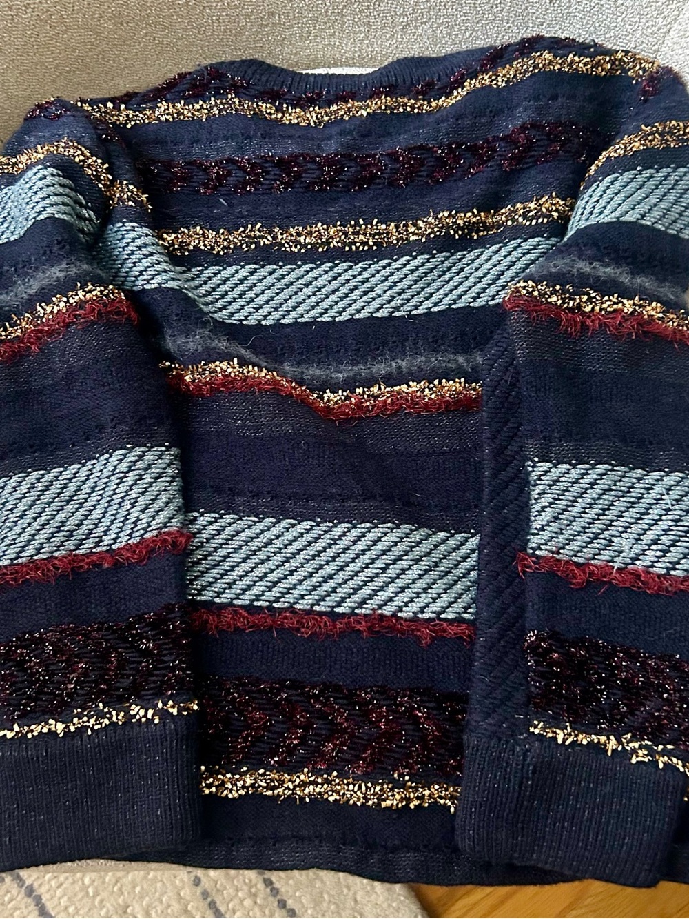 Tory Burch Navy and Metallic Wool Sweater - Picture 2 of 3